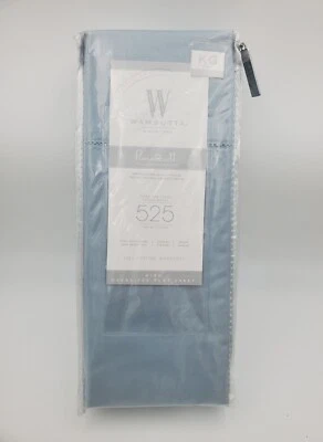 Wamsutta 1 Piece King Flat Sheet Blue Solid 100% Pima Cotton 525 TC Oversized - Image 1 of 4
