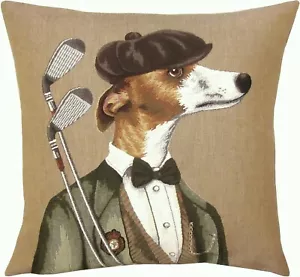 FUNDA DE COJÍN TAPIZ BELGA CABALLERO WHIPPET GOLFISTA 18" + CREMALLERA 2876A - Imagen 1 de 6