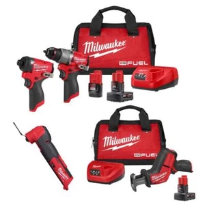 Milwaukee Hammer Drill and Impact Driver Kit 12V w/ Recip Saw Kit + Multi-Tool - Picture 1 of 11