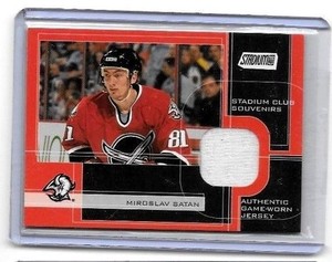 MIROSLAV SATAN 2001-02 TOPPS STADIUM CLUB SOUVENIRS GAME USED JERSEY
