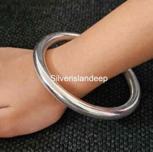Solid 925 Sterling Silver Bangle Thick 7mm Heavy Silver Bangle Chunky Silver B - Picture 1 of 5