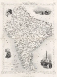 Antique Map "British India" John Tallis / J. Rapkin, 1851 - Picture 1 of 6