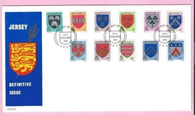 JERSEY Post 1981  FDC - DEFINITIVE ISSUE - 11 Values to 10p - Special Handstamp - Image 1 of 2