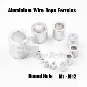 Aluminium Wire Rope Ferrules Sleeves Crimping Round Hole For Wire Rope M1-M12 - Picture 1 of 8