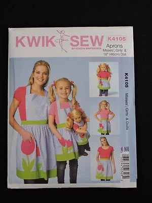 Kwik Sew Sewing Pattern Misses Girls Dolls Tulip Aprons Kerstin Martensson K4105 - Image 1 of 4