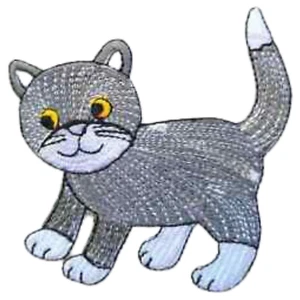 Adorables Gato Gris Hermoso Animal Bordado Parches Hierro sobre Costura Chaquetas de Tela - Imagen 1 de 2