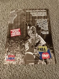 Vintage 1994 SHAWN KEMP NBA PLAYOFFS ON TNT Print Ad 1990s SEATTLE SUPERSONICS - Picture 1 of 1