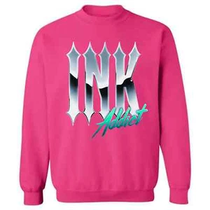 NEW InkAddict CHROME INK CREW SWEATSHIRT HELICONIA SMALL-3XLARGE MADE IN USA - Picture 1 of 1