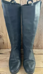 Eddie Bauer Leather Riding Boots Woman Size 9.5 Wide Black Matte Equestrian - Picture 1 of 9