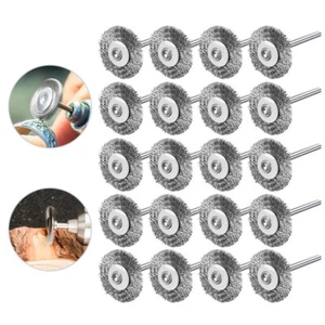 20 juegos de cepillos de alambre inoxidable para herramienta giratoria Dremel pulido limpieza vástago de 3 mm - Imagen 1 de 14
