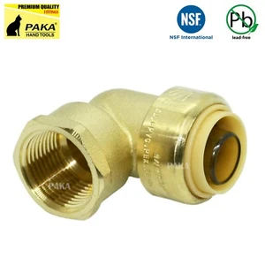 2 PC 1/2" PUSH FIT X 1/2" FEMALE NPT THREADED ELBOW SHARKBITE STYLE -  LEAD FREE - Picture 1 of 2