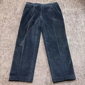 CANALI Corduroy Pants Mens 56 R Blue Pleated Trousers Italy 38 X 32 - Picture 1 of 9