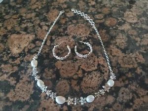 BRIGHTON PARADISO Silver flower CHOKER NECKLACE and matching earrings - Picture 1 of 3