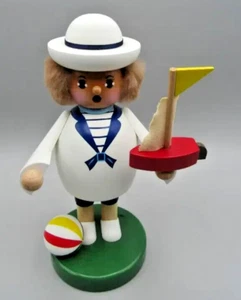 KWO SAILOR BOY German Christmas Incense 8" Smoker Germany Wood Figure MIB 70122 - Picture 1 of 4
