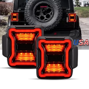 Smoked Led Tail Lights w/Running Turn Signal For Jeep 2018-2024 Wrangler JL JLU - Bild 1 von 11