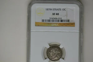 Straits Settlements: 1879 - H 10 Cents - NGC XF-40.  Schöne, originale Münze! - Bild 1 von 5