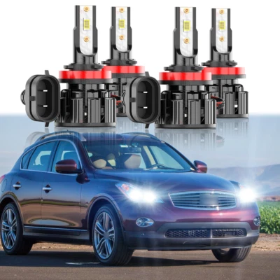 Combo de faros LED 4 piezas H11+H11 Fit Infiniti QX50 2014-2017 6000K haz alto bajo Foto 1 de 4