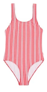 Seafolly Girls Tropical Vibes 80s Tank One-Piece Swimsuit, Red/White, Girls 12 - Picture 1 of 5