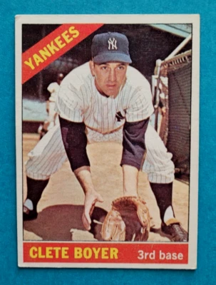 Бейсбольная карточка 1966 Topps No9 Clete Boyer New York Yankees EX/VG - Изображение 1 из 2