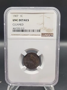 1907 Indian Head Copper One Brown 1C - NGC Unc Details - Picture 1 of 4
