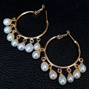 Culture Creolen mit weißen Reisperlen vergoldet - Bild 1 von 6