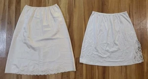 LOT Vintage MAIDENFORM Size Large HALF SLIP Something Special Beige & White Lace - Picture 1 of 12
