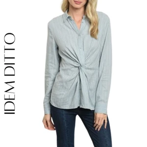 Blusa cambray a rayas azul y blanco IDEM DITTO, S, ¡NUEVA CON ETIQUETAS! - Imagen 1 de 11