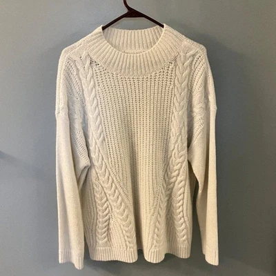 Simply Vera Wang Womens White Cable Knit Heavyweight Sweater - XL - Image 1 of 4