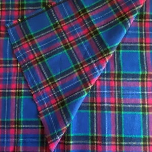 1 YD 1980s Plaid Wool Blend Tweed Fabric Cobalt Blue - Picture 1 of 6