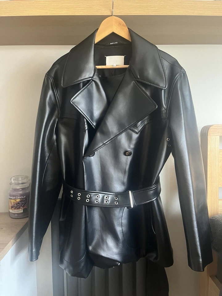 Maison Margiela SS20 Runway Black Faux Leather Military Jacket 38/M Leon Dame - Image 1 of 4