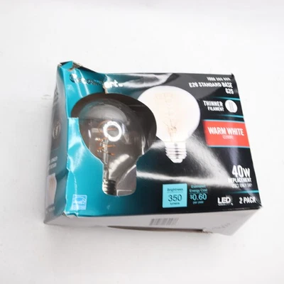(2-Pk) EcoSmart LED Vintage Edison Light Bulb Warm White G25 40W Eqv - Image 1 of 4