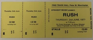 Rush 6-2-77 Yellow Manchester Un-Used Concert Ticket - Picture 1 of 1
