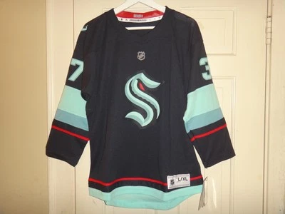 OUTERSTUFF Youth Yanni Gourde #37 Seattle Kraken NHL Navy Home Replica Player Jersey