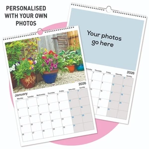 A4 Personalised Wall Calendar 2026. Printed with your Own Photos. - Picture 1 of 6