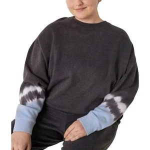 Victoria’s Secret PINK Oversized Sweatshirt XL Gray Blue Ombré Tie Dye Crewneck - Picture 1 of 8