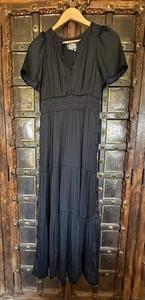 Anthropologie Somerset Satin Maxikleid Schwarz Größe S Neu mit Etikett - Bild 1 von 10
