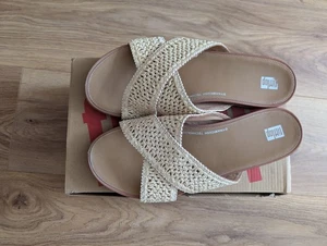 Fitflop Size 9 (43) Ladies Gracie Woven Cross Slides In An Ivory Colour - Picture 1 of 5