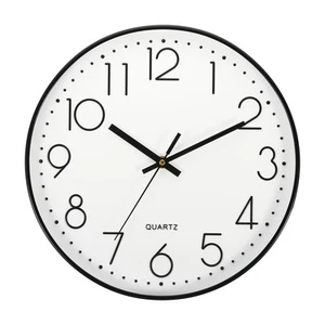 12" Wall Clock Battery Operated Silent Non-Ticking Round Clock Black White - Picture 1 of 6