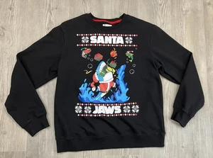 Jolly Knits Santa Jaws Crewneck Christmas Sweatshirt Men’s Size L - Picture 1 of 7