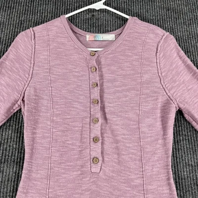 Free People FP Beach Dress Womens Small Purple Henley Knit Long Sleeve Maxi - Image 1 of 4