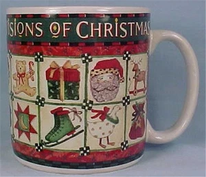 Sakura Visions of Christmas Mug Holiday Debbie Mumm Santa Skates Bear Goose Gift - Picture 1 of 4