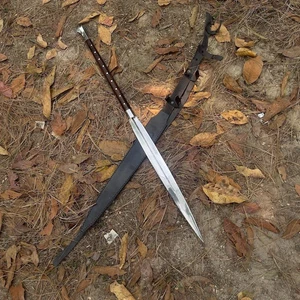 Spada lancia vichinga lama acciaio al carbonio fatta a mano personalizzata | spada caccia campeggio - Foto 1 di 8