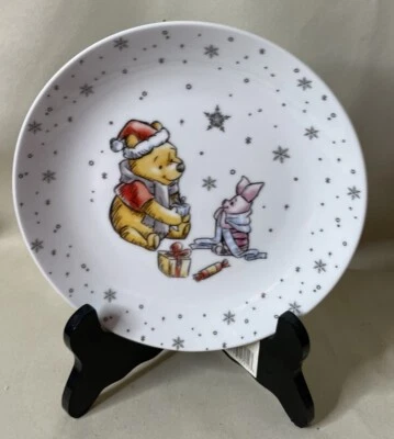 Disney Winnie The Pooh Christmas Snowflake Salad Dessert Plate 8" NEW - Image 1 of 3