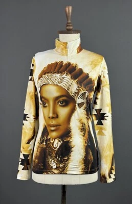 BOGNER Beline Brown Indian Aztec Print 1/4 Zip Base Layer Size M - Image 1 of 4