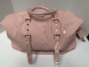 Damen Zwei Henkel Umhängetasche 4 Reißverschlusstaschen außen 5 Taschen innen rosa Vinyle - Bild 1 von 5