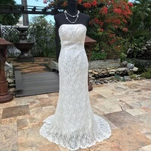 Glina David’s bridal floral lace beaded strapless wedding dress style s8551 sz 2 - Picture 1 of 8