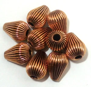 20 Pcs 11X8mm Teardrop Corrugated Bead Antique Copper Jewelry  AS-379 - Picture 1 of 3