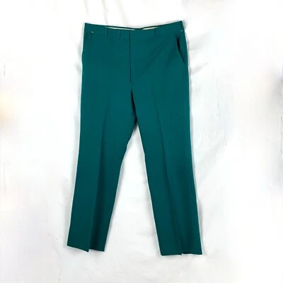 Vintage Men Green Pants Higgins USA Golf Trousers 39 X 33 Easy Care Flat Front - Image 1 of 4
