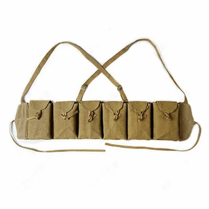 WWII Chinese Army ZB26 Combat Field Magazine Pouch 6 Cells Chest Rig Bag Canvas - Picture 1 of 3