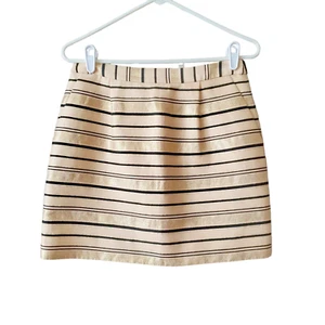 J Crew Gold Black Metallic Striped Cotton Silk Blend Lined Mini Skirt Women's 2 - Picture 1 of 8